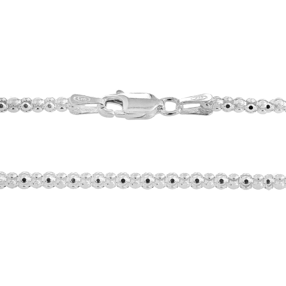 Pulseira Prata Pipoca Diamantada 18cm · 1,5mm