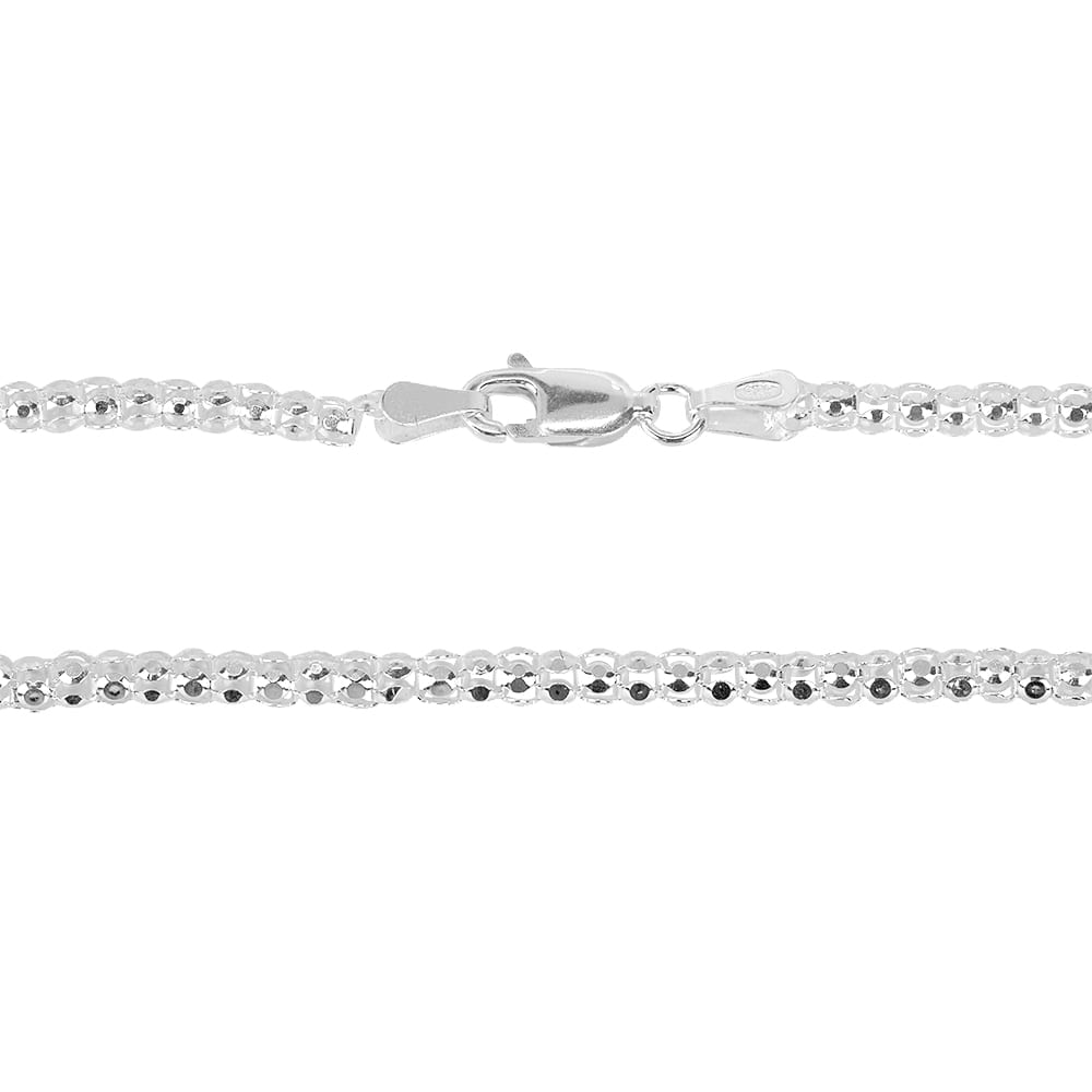 Pulseira Prata Pipoca Diamantada 18cm · 2,7mm