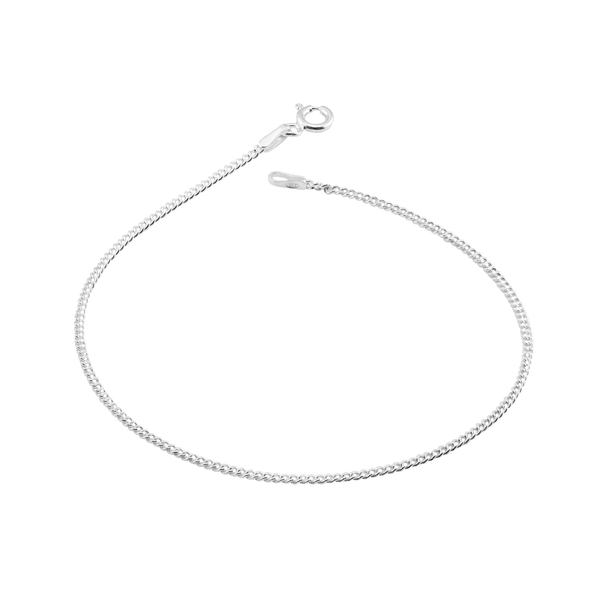 Pulseira Prata Grumet Diamantada 18cm · 1mm