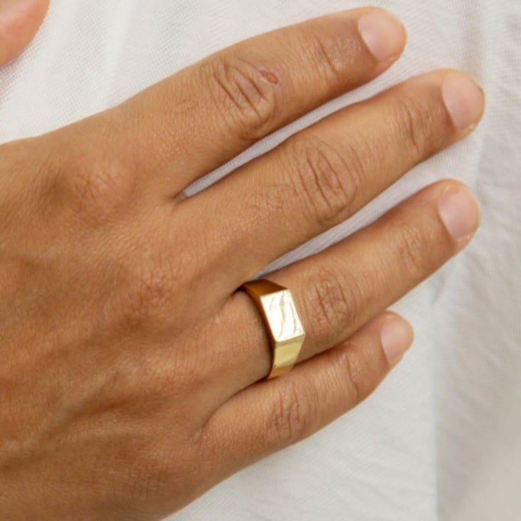 Anel Chevalier Retangular em Ouro 18k