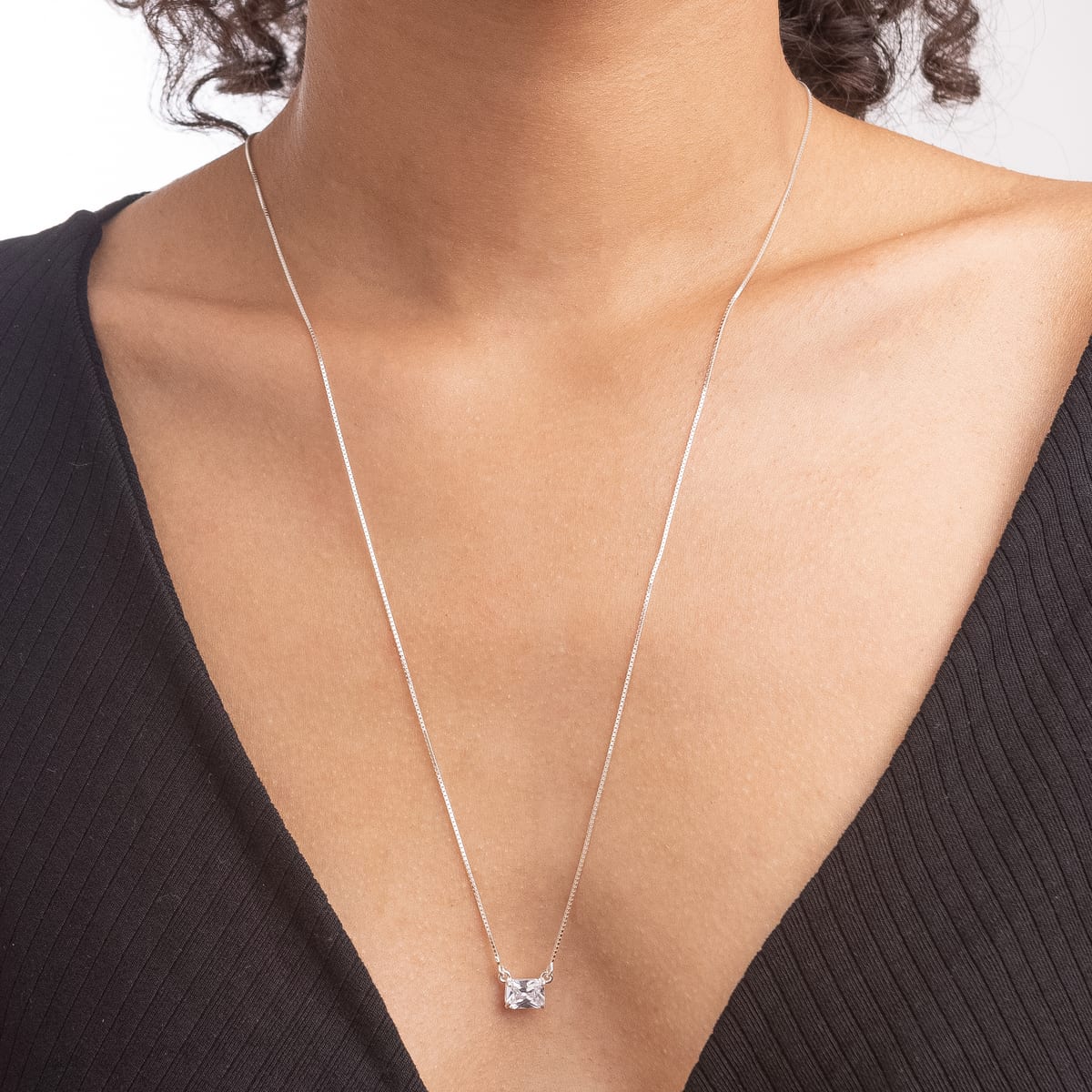 Escapulário Prata 925 Zircônia Cristal & Glass Onix