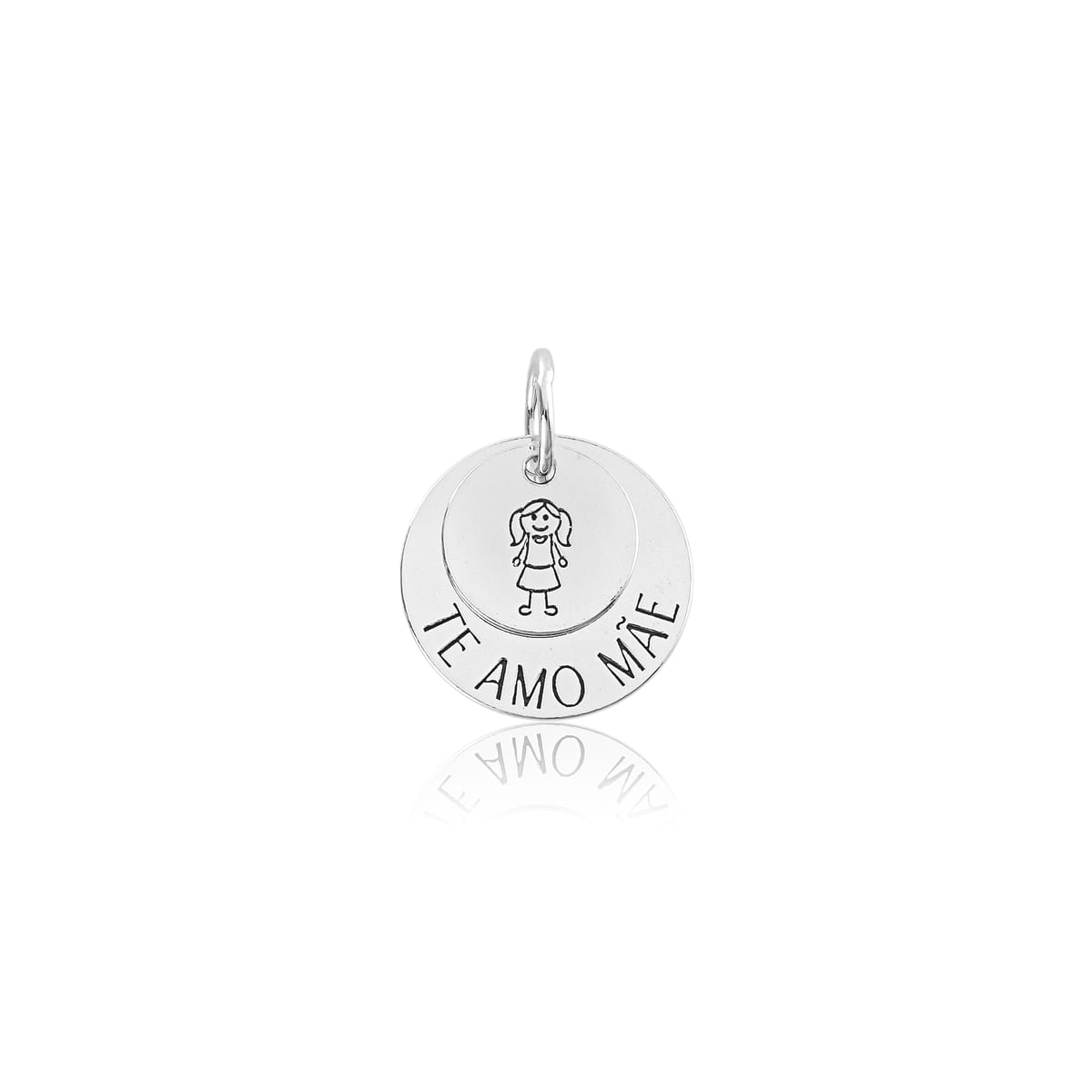 Pingente Prata 925 Placa Menina "TE AMO MÃE"