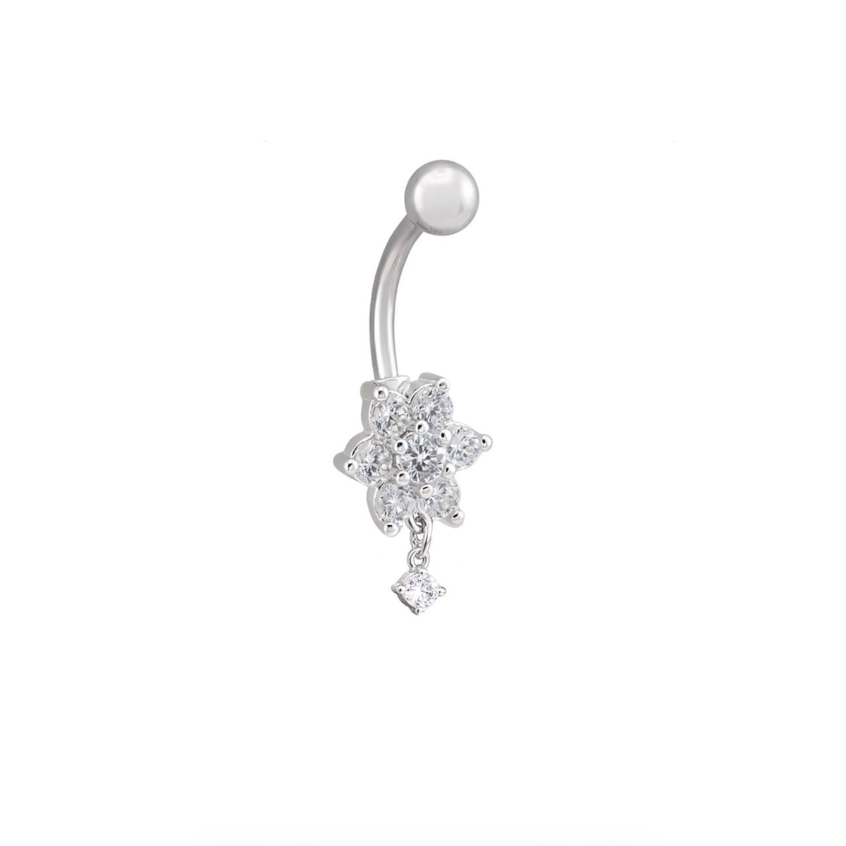 Piercing de Umbigo Flor com Pingente de Zircônia