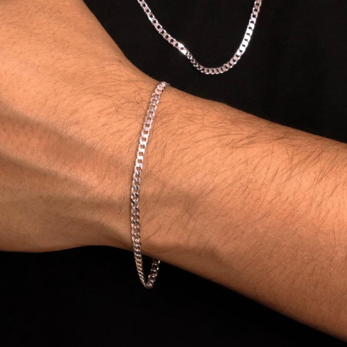 Pulseira Masculina Grumet Diamantada 3mm